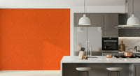 Classic Mid Mod wall mural, energetic bright orange, fine textured detail.