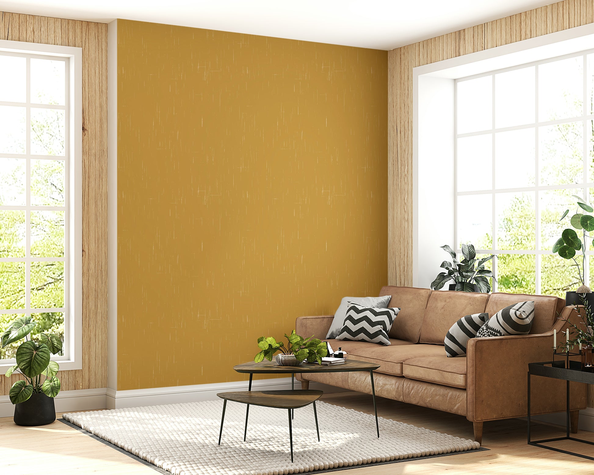 Fashionable Mod Atomic texture, mustard wall mural for stylish spaces.