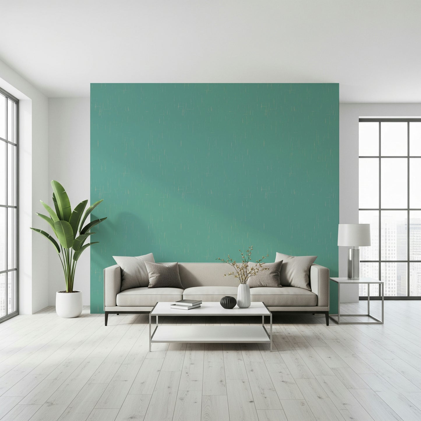 Texture Blue wall mural, subtle distressed look, aqua background, retro home.