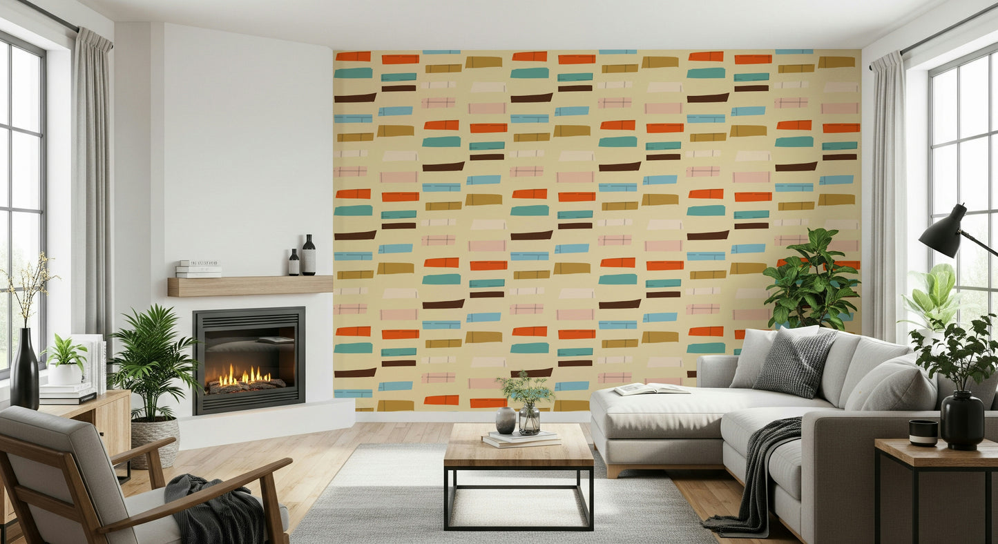Wonderful abstract mid mural varied sizes, subtle background, chic accent piece.