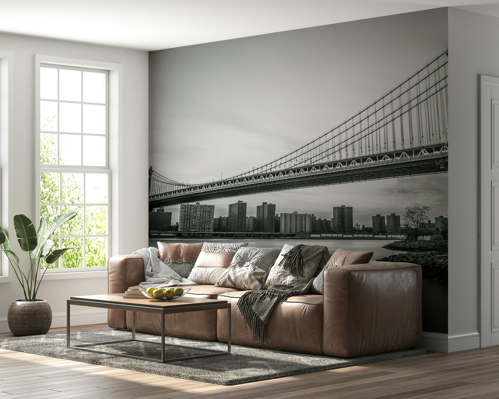 Urban Span mural design Impressive pylons, apartment buildings.