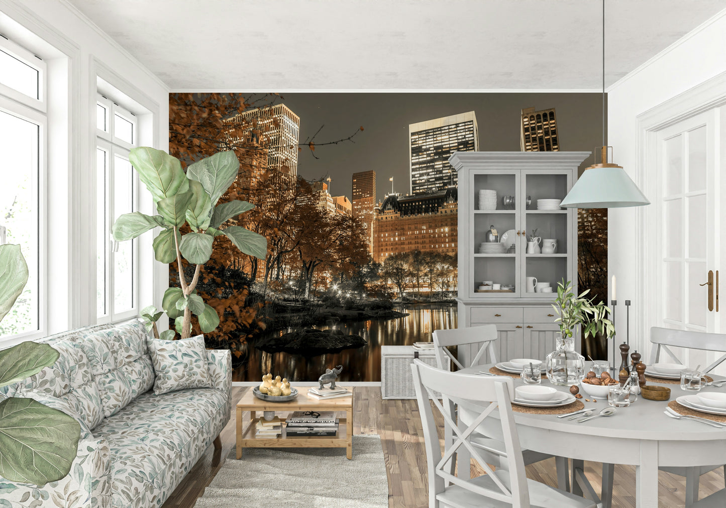 Exclusive Metropolis dusk wallpaper park landscape design.