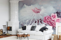 Artistic Graceful Ballet Still Life with Roses print, refined room surface.