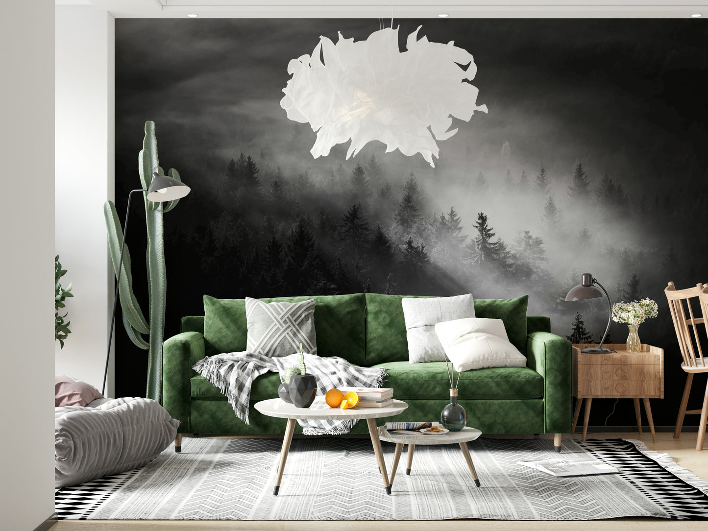 Captivating light filtering down, deep forest shadows, Foggy Forest Woodland picture.