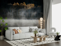 Vivid Golden Solitude wallpaper, high-contrast forest edge mural.
