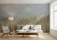 Windy coastal meadow captured in Woodland Dune Grass wallpaper for walls.