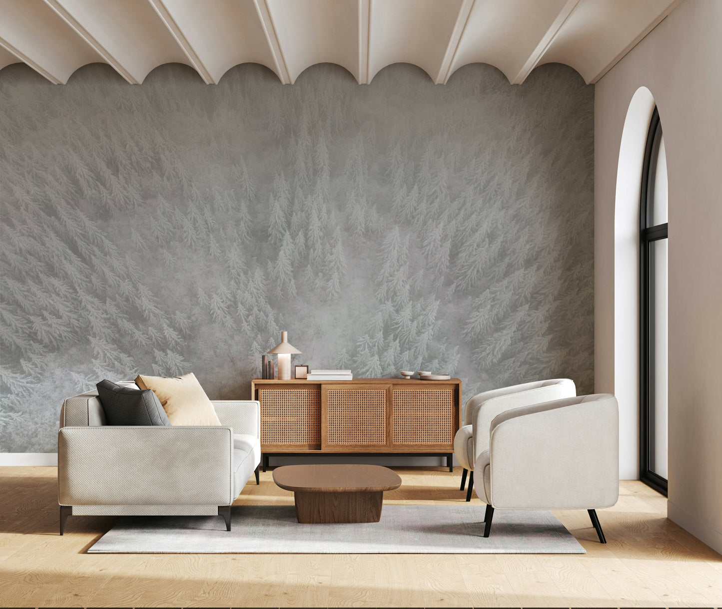 Icy forest landscape, mesmerizing white trees, Frosted Canopy product image.