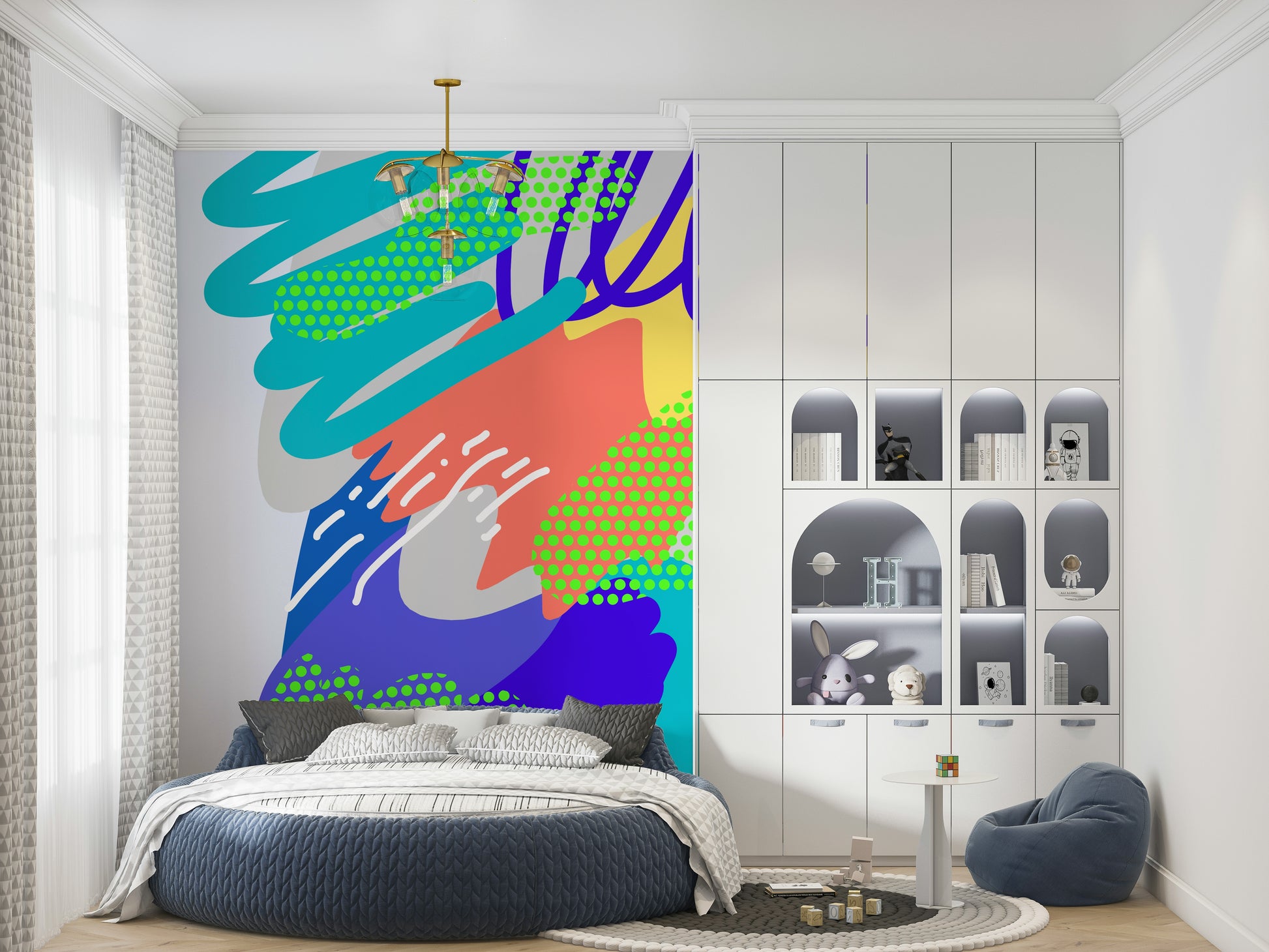 Abstract wallcovering, energetic paint strokes, brilliant Wonders2 choice.