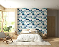 Wall mural Aqua Harmony, clean white space, refreshing segments.