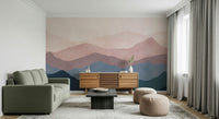 Mountain Dreams scenic wallpaper. Contour ridges design. Peaceful bedroom wall finish.