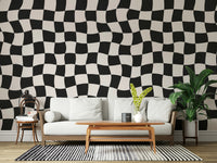 Dynamic Wavy Check warped grid design statement wall decor.