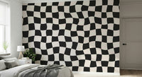 Modern Wavy Check wallpaper undulating checker design stylish.
