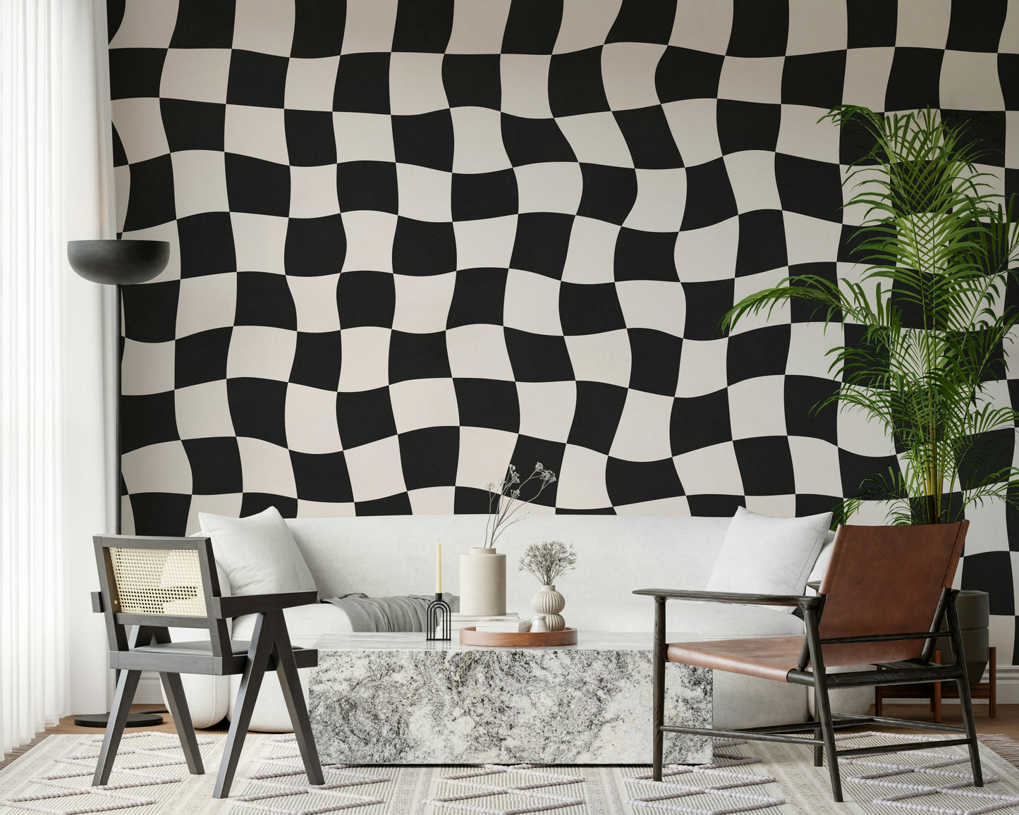 Hypnotic Wavy Check kinetic pattern abstract stylish wall.