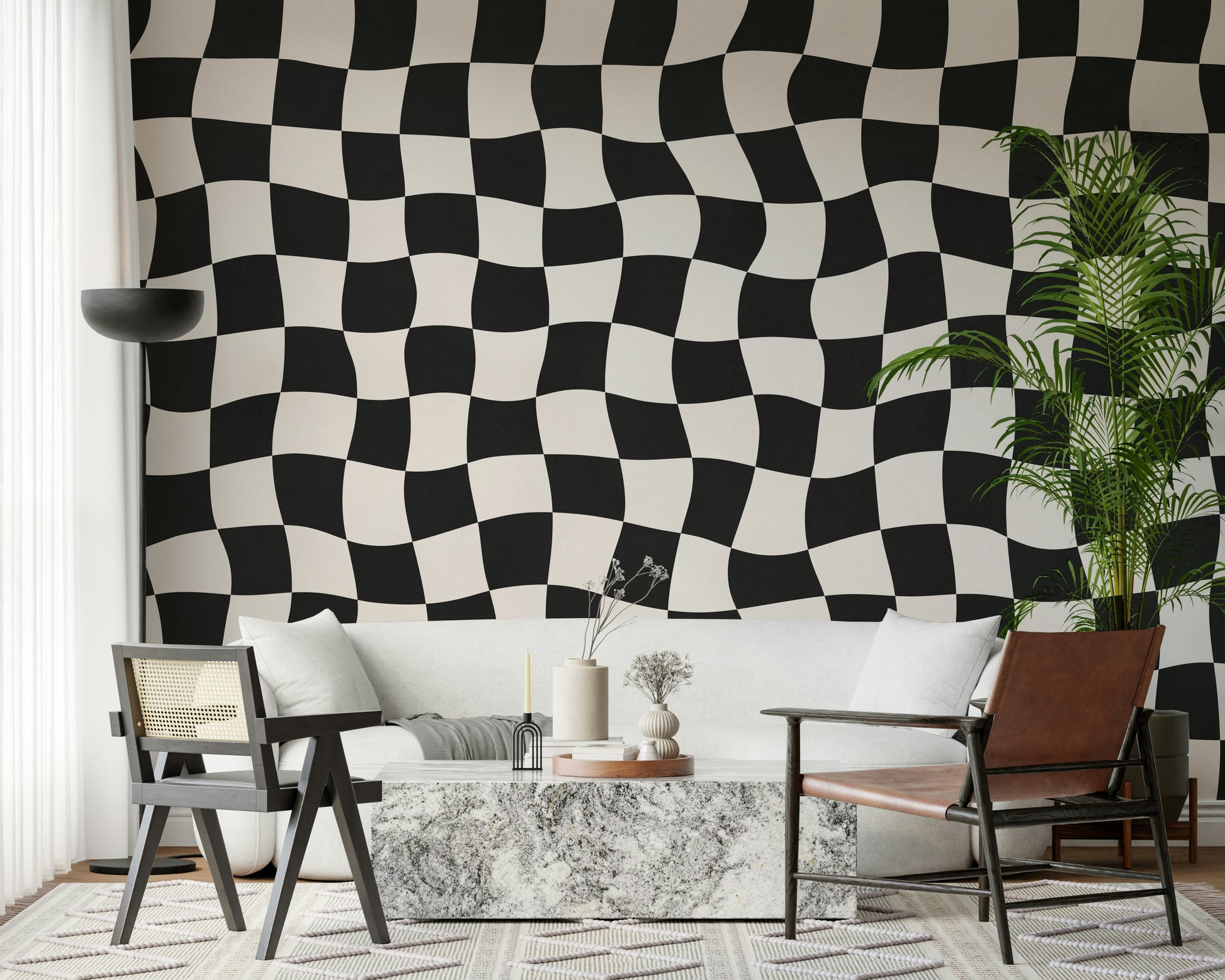 Hypnotic Wavy Check kinetic pattern abstract stylish wall.