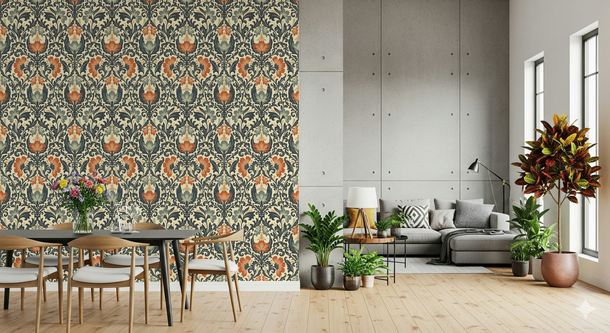 Bespoke heritage-style wallpaper for walls, exquisite detailed artwork.