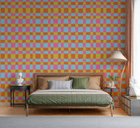 Vibrant Quilt Blocks wallpaper, peculiar checkerboard, delightful hues.