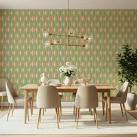 Soft pastel geometric wallpaper for a serene décor accent.