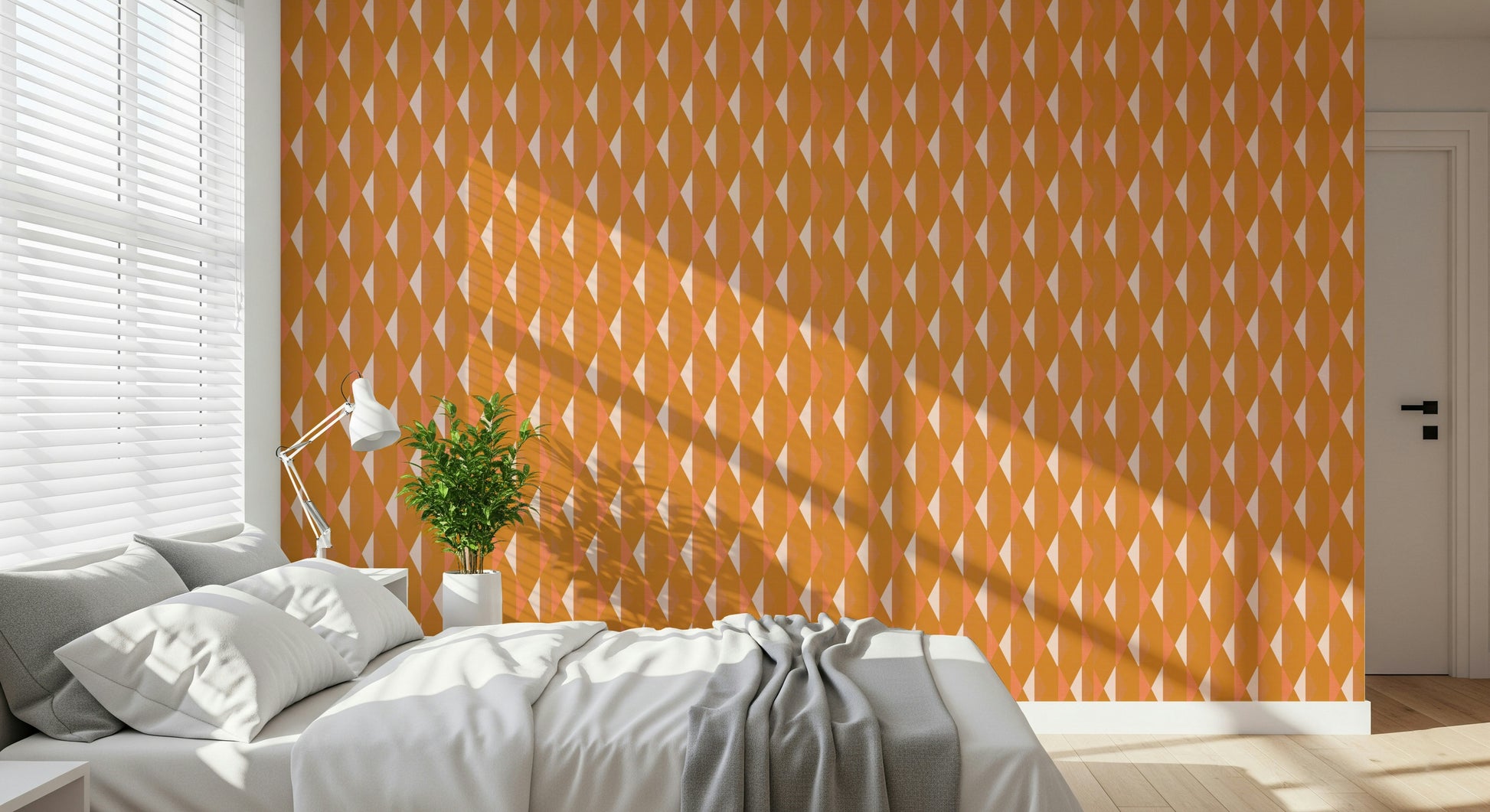 Amber Echoes retro revival peach and orange wallpaper.