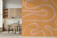 Peach Drift wallpaper artistic fluid line graphic texture.