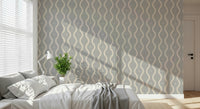Modern wallpaper for walls, gentle curves, muted pale tones.