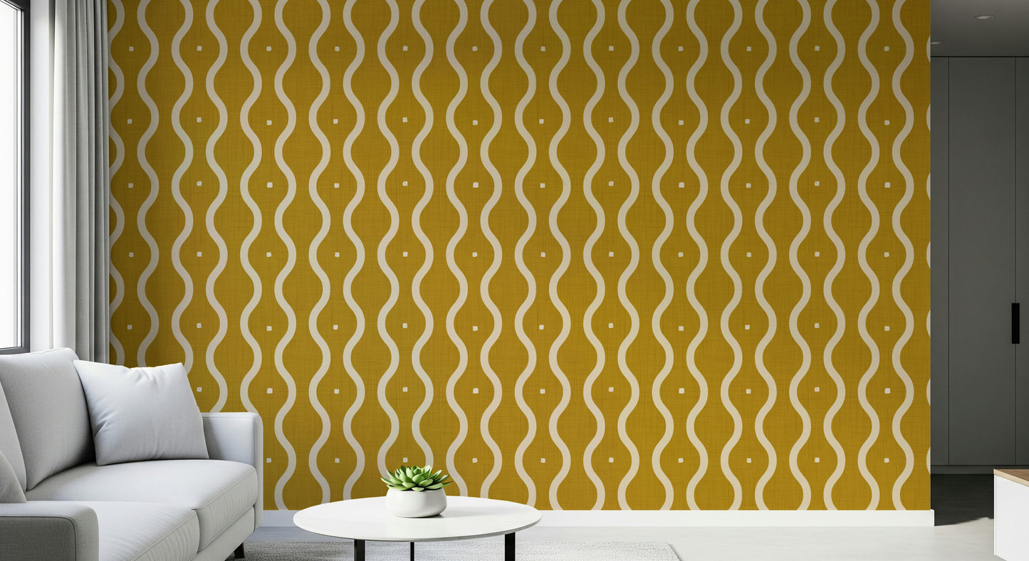 Distinctive Groovy Golden Waves wall panel, geometric flair, bold decor.