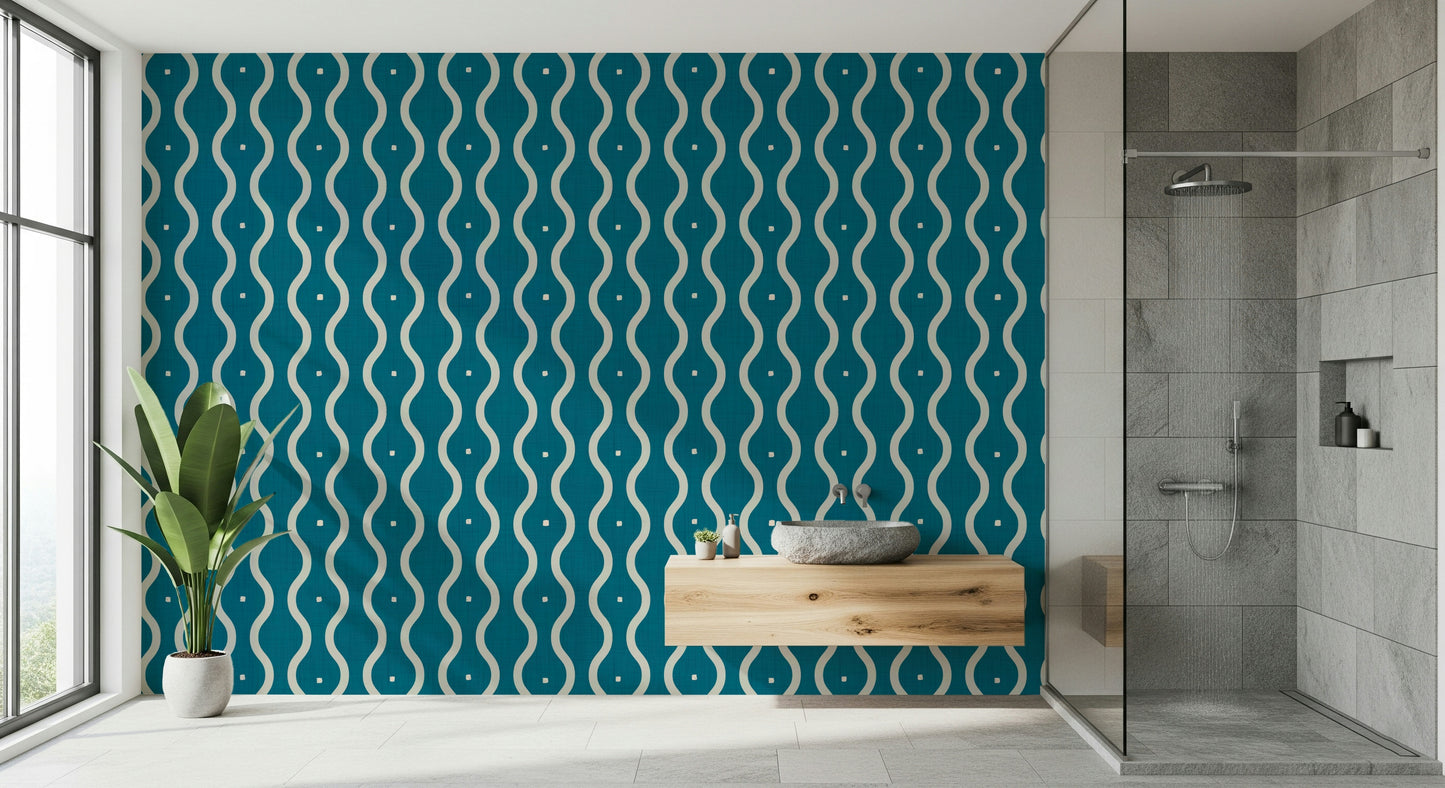 Retro Waves Teal groovy wall decor contemporary vibe.