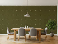 Elegant ochre green wall mural, repeating small dots