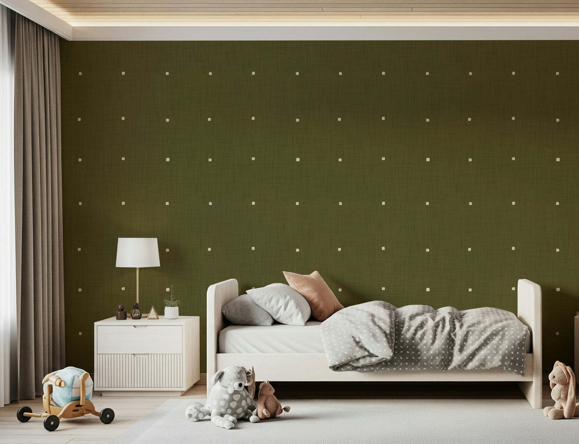 Rustic olive wallpaper for walls, unique texture finish