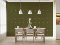 Minimalist green mural Olive Grove Texture look with nine light details.