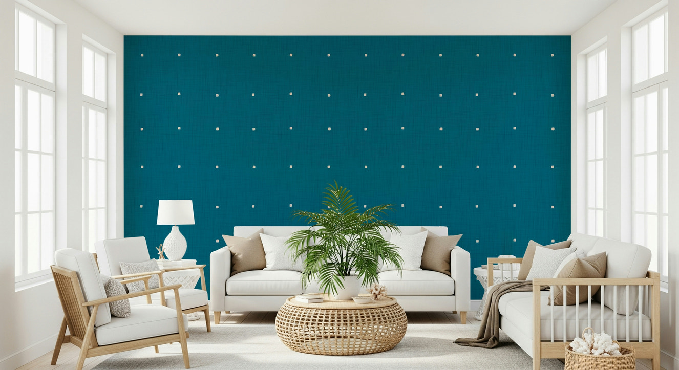 Teal Texture Grid wallpaper minimalist square dot design.