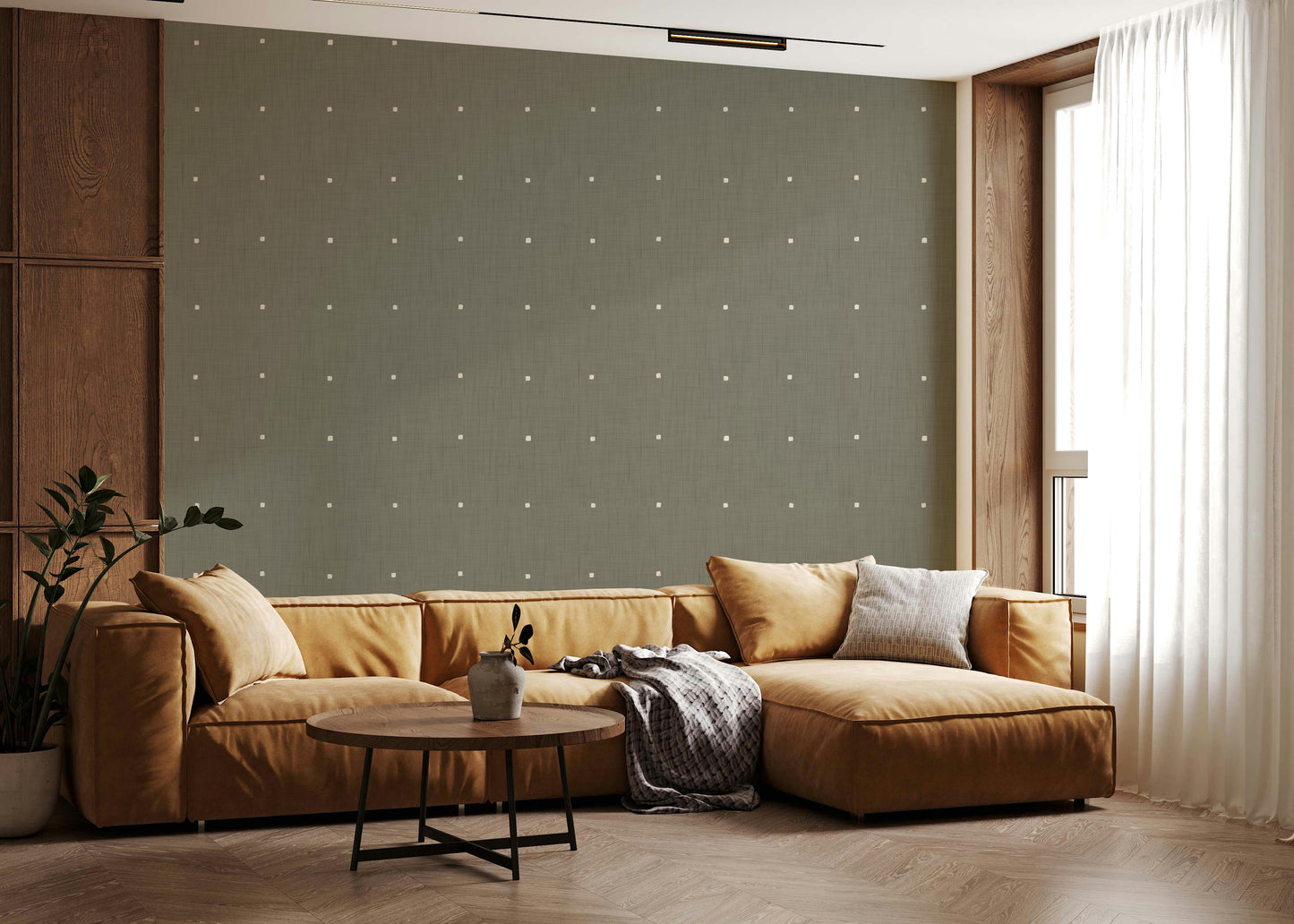 Minimalist dots print soft taupe texture wall paper.