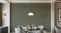 Quiet abstract square dot pattern taupe wall accent.