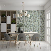Subtle Soft Blue Floral Pattern removable wallpaper elegant home décor item.