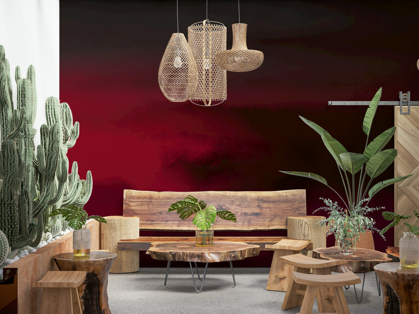 Gloomy horizon Crimson Dreams wallpaper design deep cherry stormy sky