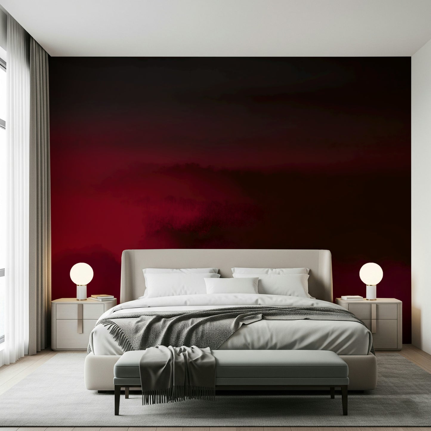 Eerie sunset Crimson Dreams wall mural bold statement piece office