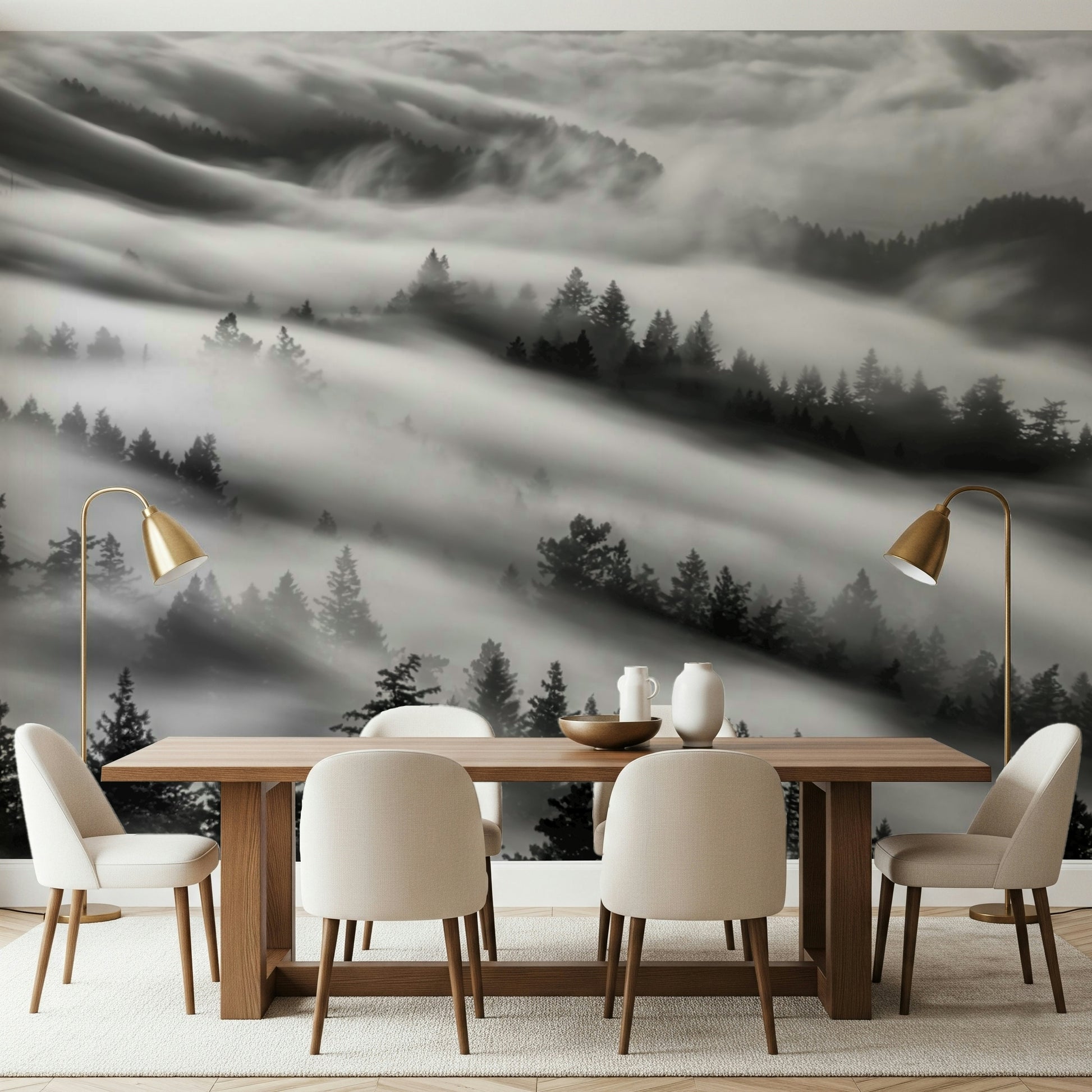 Wide perspective showing Forest Veil flowing fog.