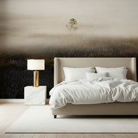 Single small tree on Misty Dawn Meadow mural art.