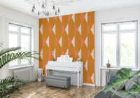 Modern dimensional pattern Amber Echoes wall mural styling.