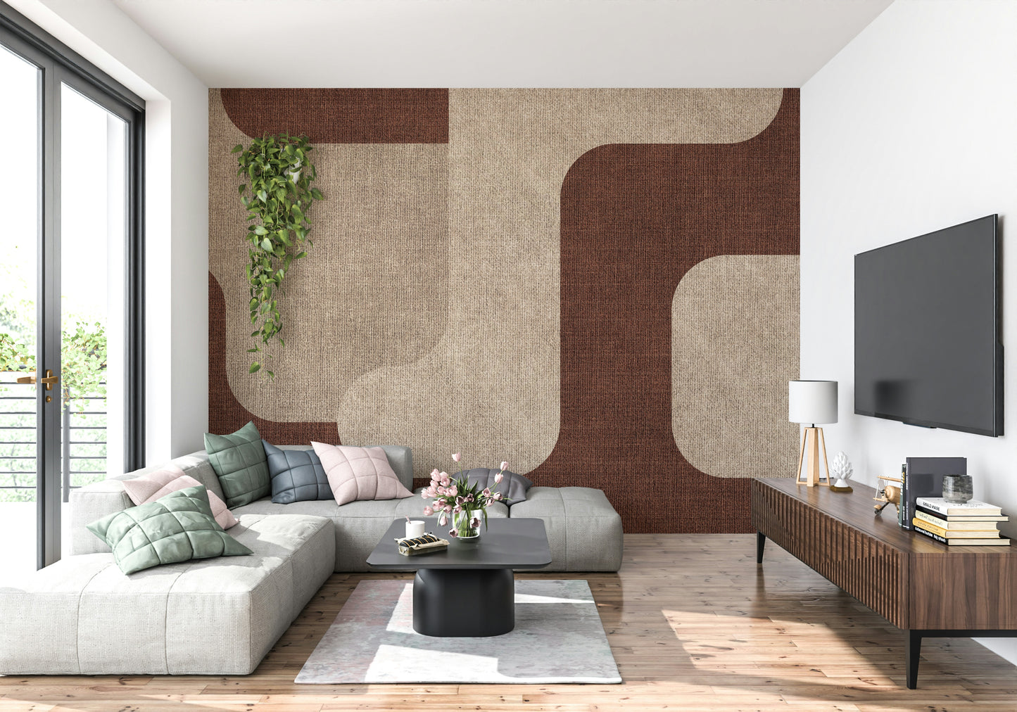 Mocha Curves Design Wall Mural