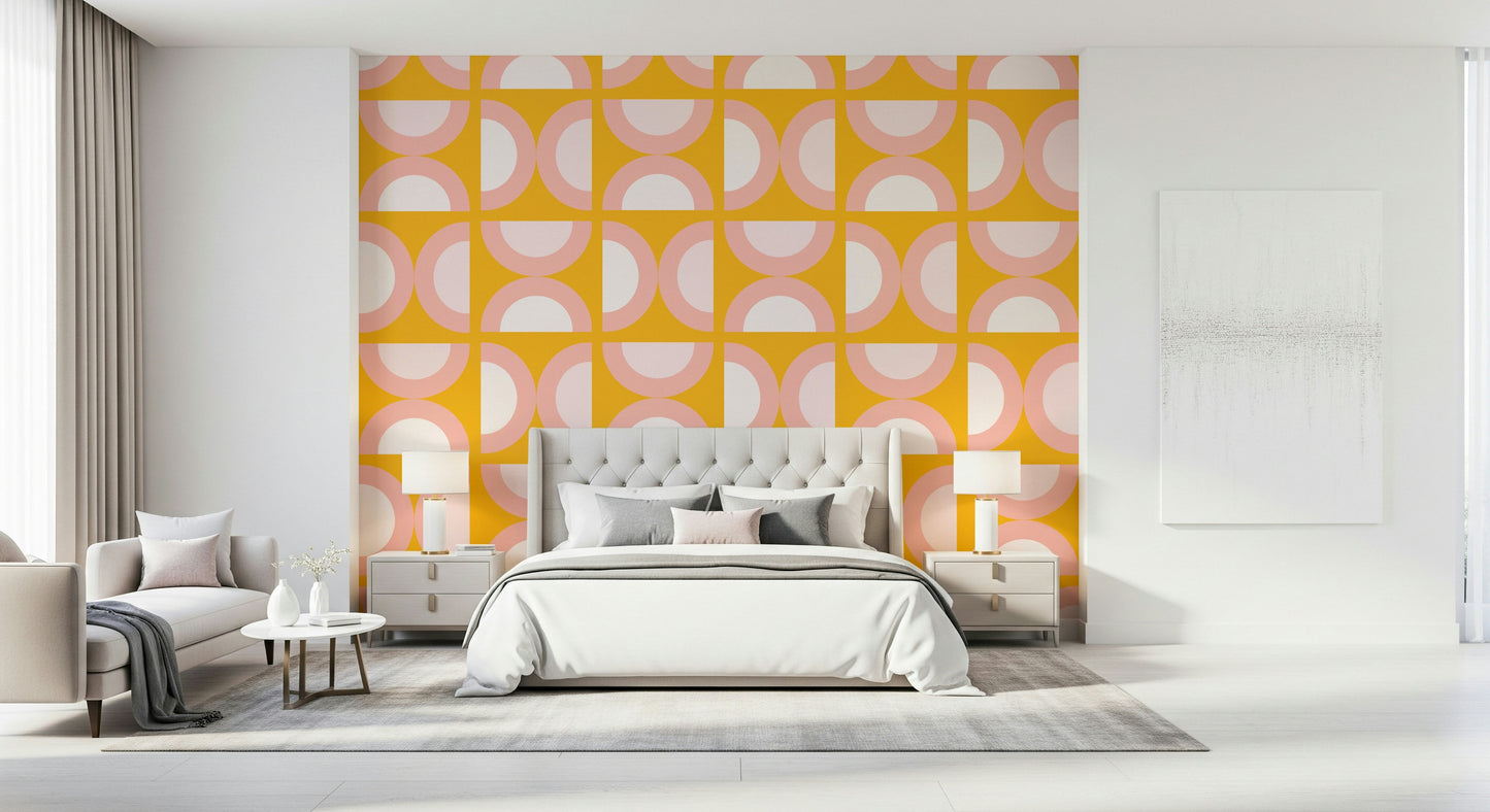 Retro Blush Arcs Wall Mural