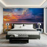 Malaysia Storm Clouds wallpaper vibrant ocean sky mural dramatic color.