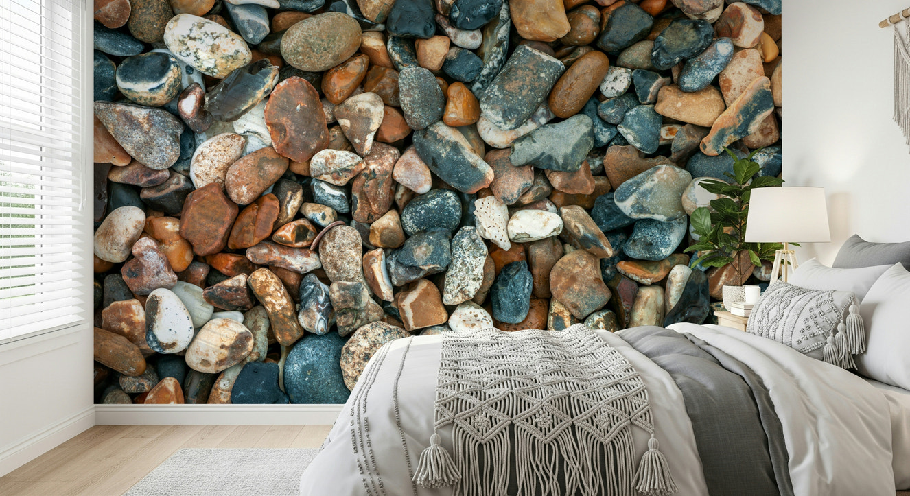 Beach Pebbles wall mural natural stone texture.