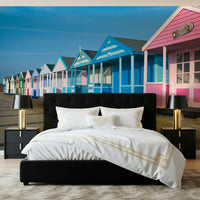 Cheerful Vibrant Seaside Vibe mural, holiday atmosphere design.