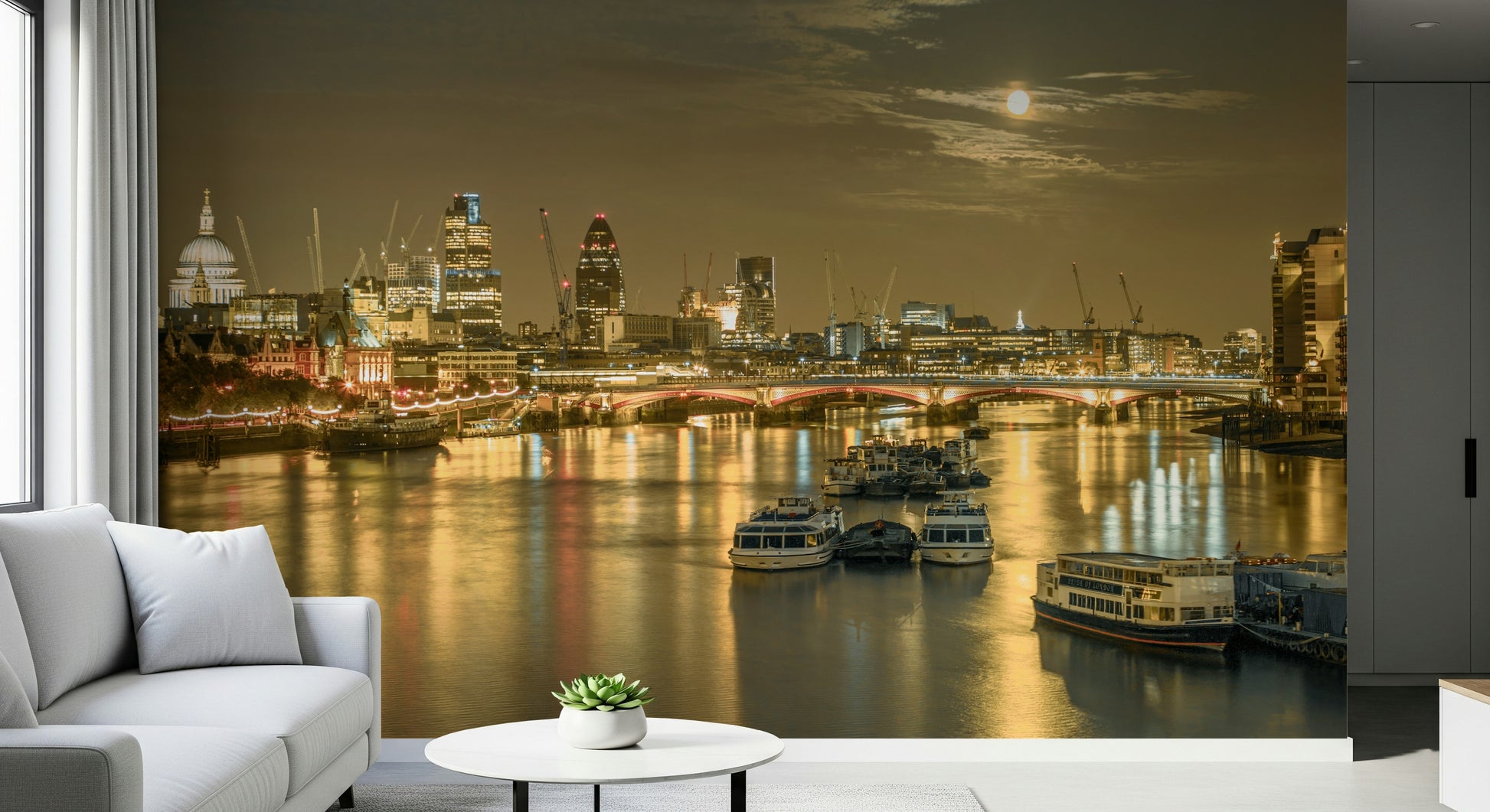 Luxury wall covering London Nights stunning photo print urban landscape.