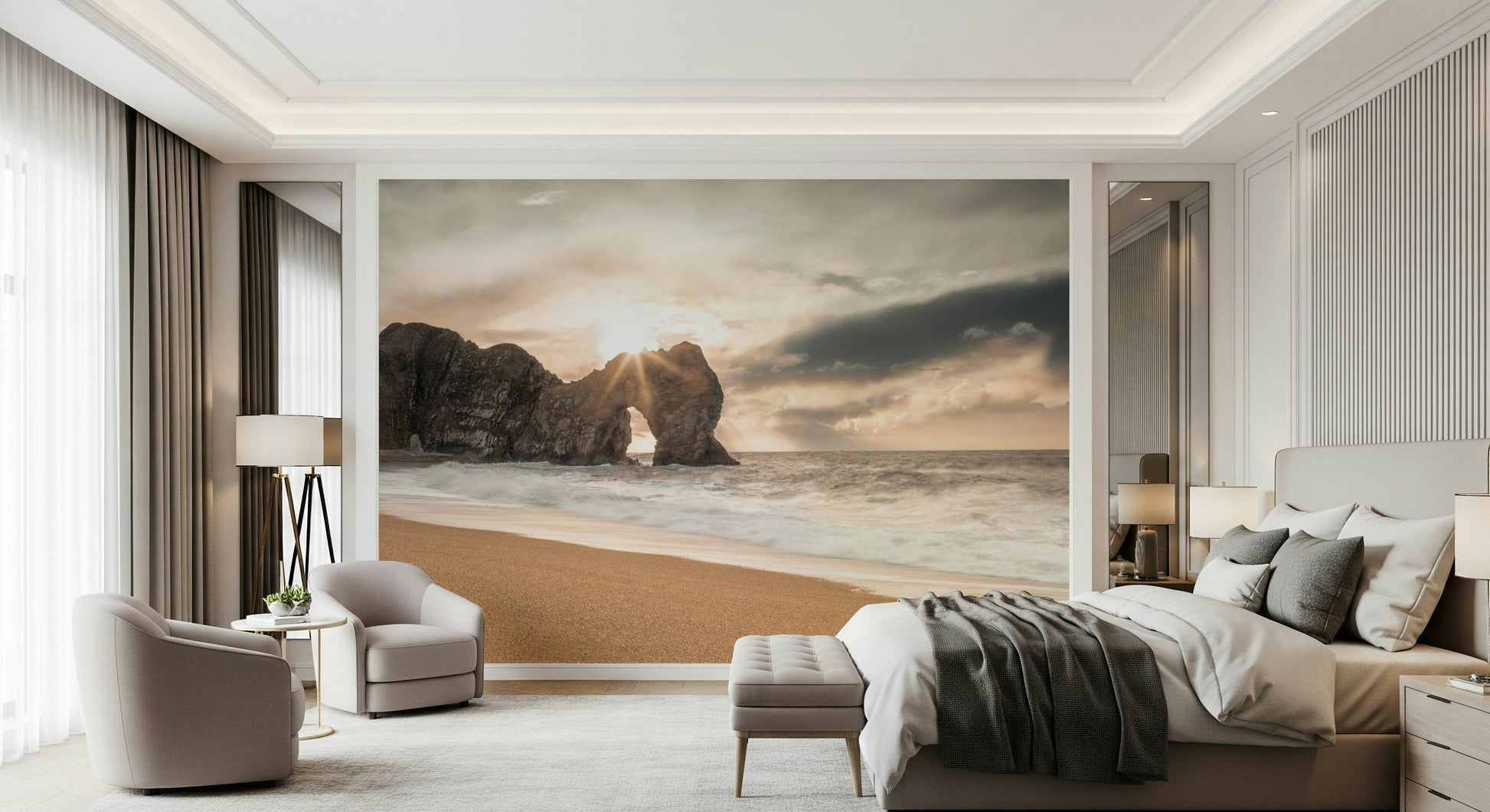 Enchanting Durdle Door mural, sea arch and rugged coastline landscape.