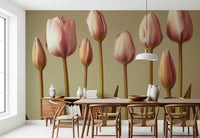 Stylish floral pattern, eight beautiful tulips, Emerging Elegance decoration.