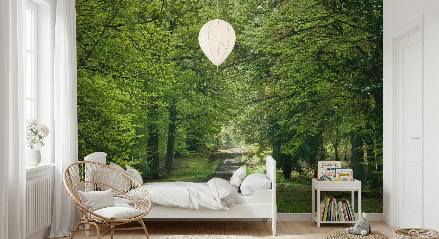 Nature's retreat: Flourishing Path, a peaceful outdoor wallpaper mural.