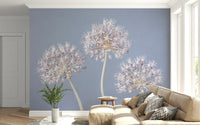 Airy and modern photograph, Allium Triplet floral wall decor.