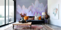 Pastel lavender Crocus flowers, delicate petals, ambient wallpaper design.