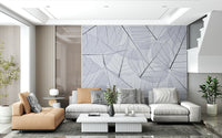 Monochromatic, overlapping organic shapes, striking Skeleton Leaves wallcovering.
